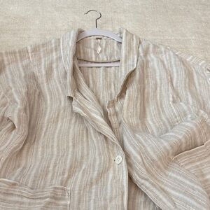 Striped Beige Linen Free People Top